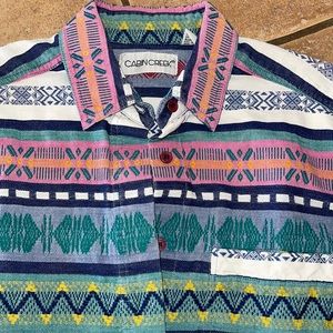 Cabin Creek M Western Print Button Down